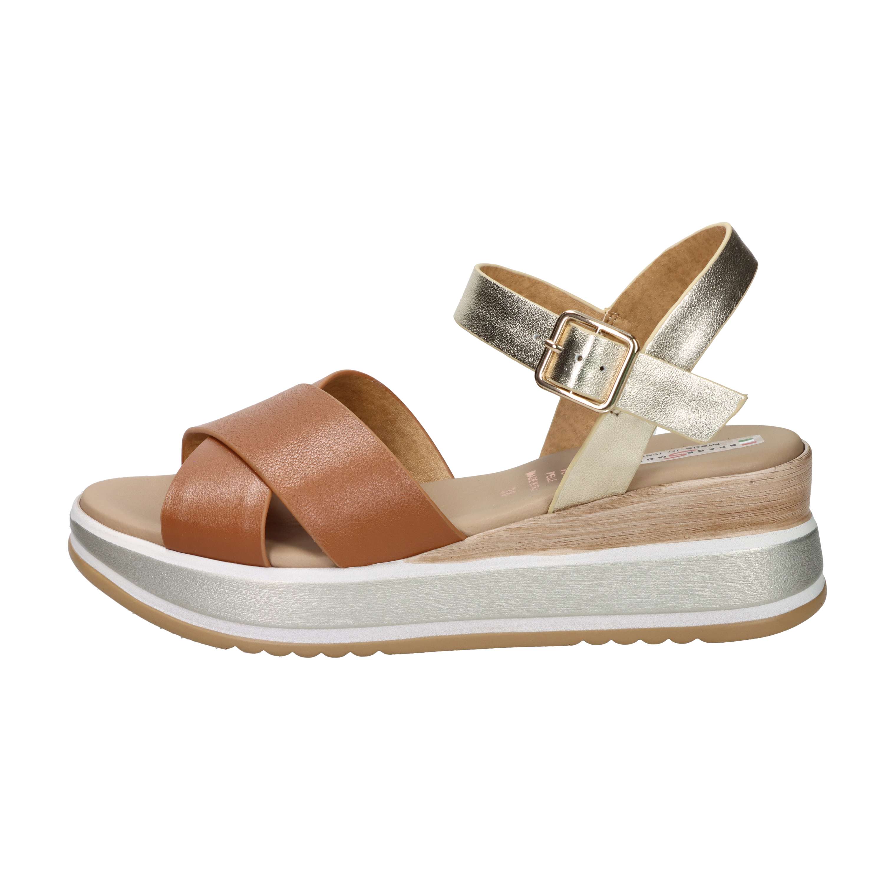 SANDALI CON ZEPPA 19246-E5 CUOIO