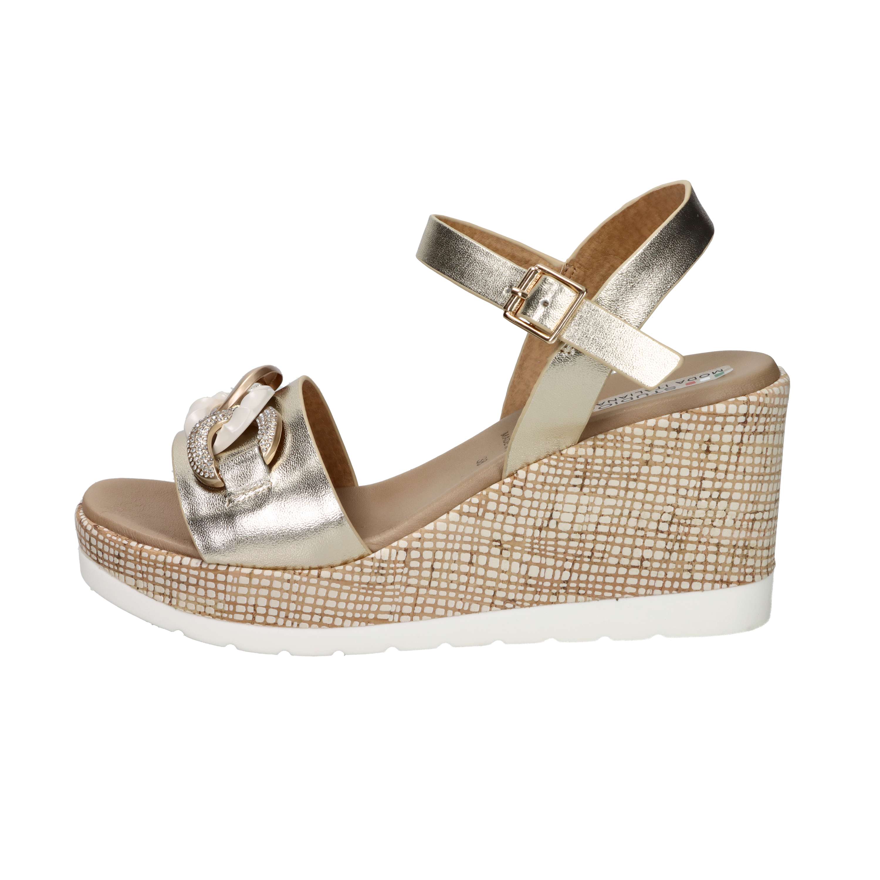 SANDALI CON ZEPPA 51291-E5 PLATINO