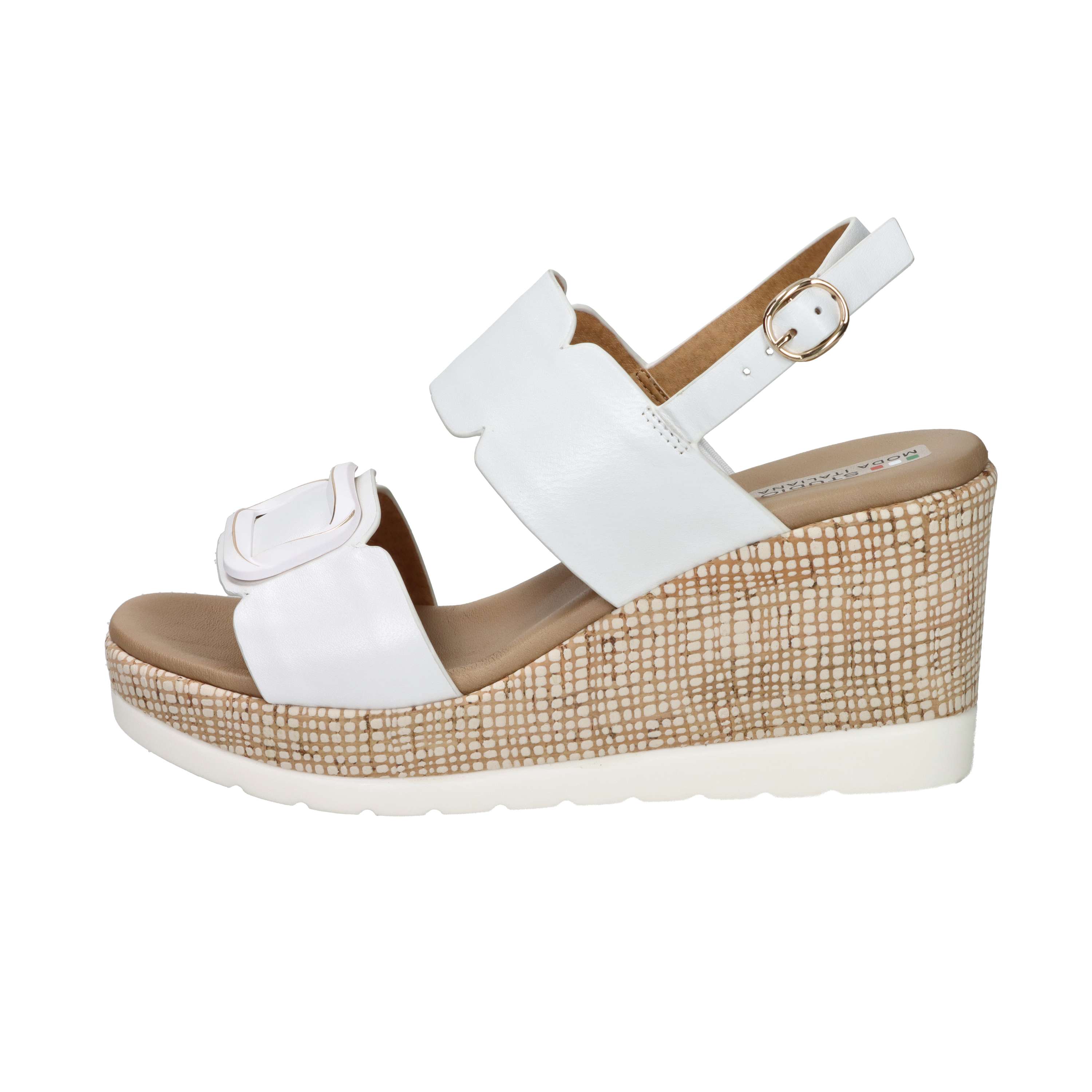 SANDALI CON ZEPPA 51229-E5 BIANCO