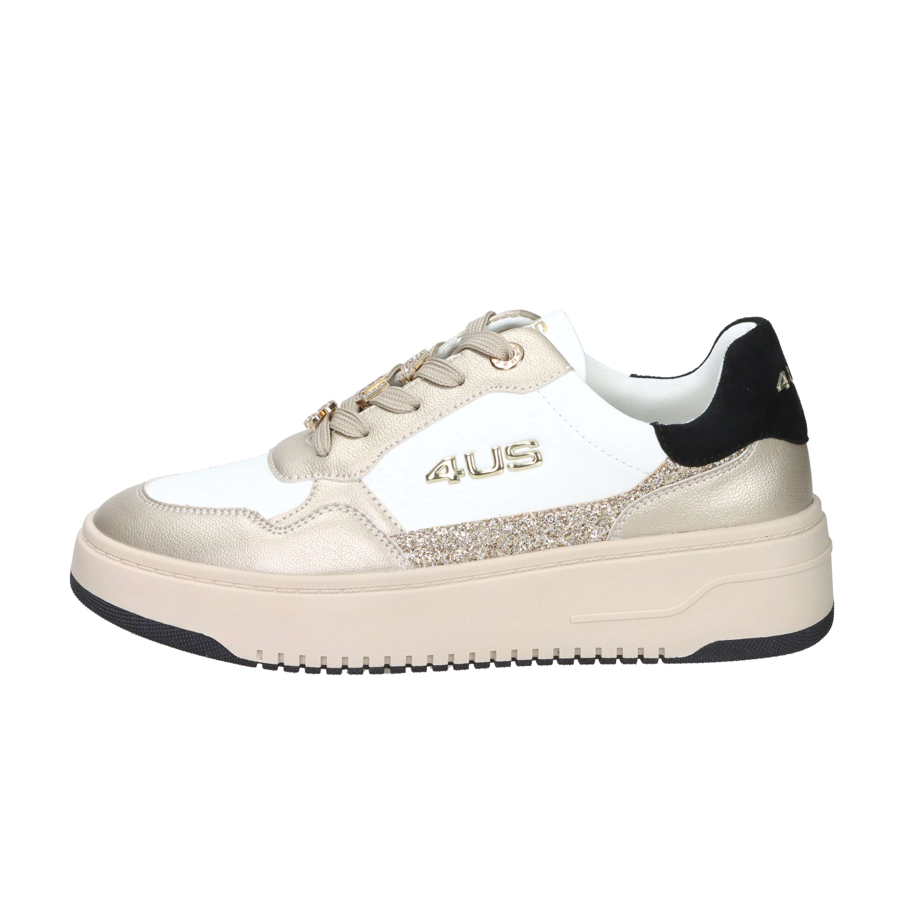 SNEAKERS BASSA 4BX104 BIANCO/ORO
