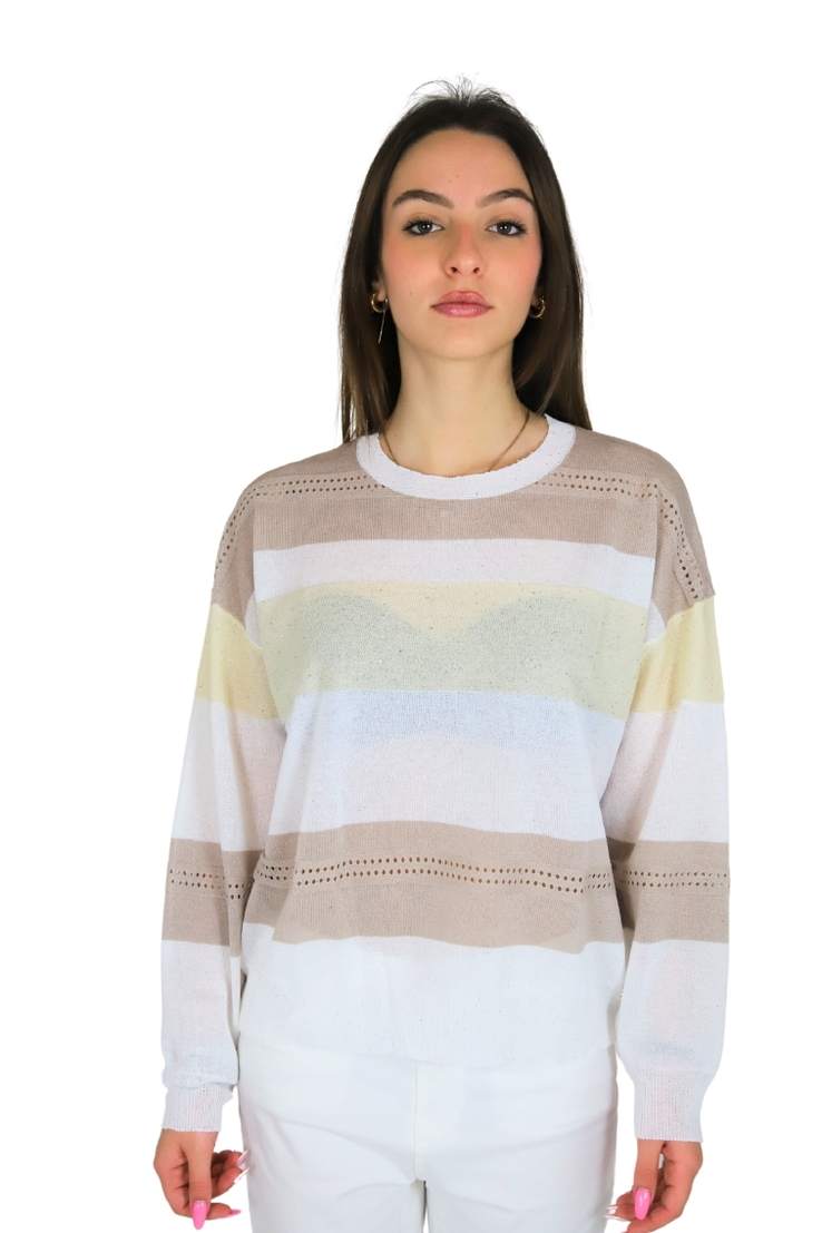 MAGLIA DKE8019 BIANCO/BEIGE