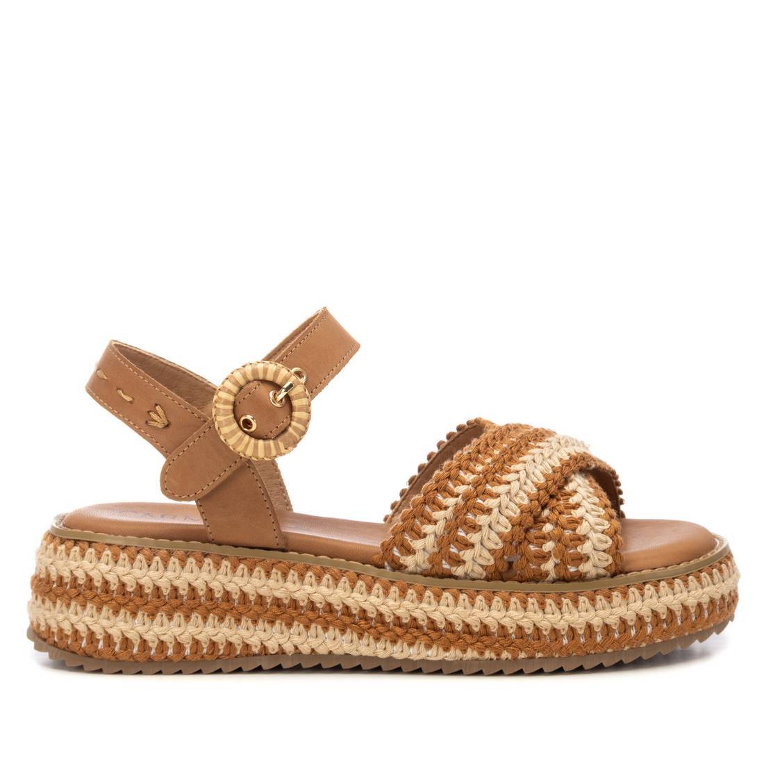 SANDALI CON ZEPPA 162356 CUOIO