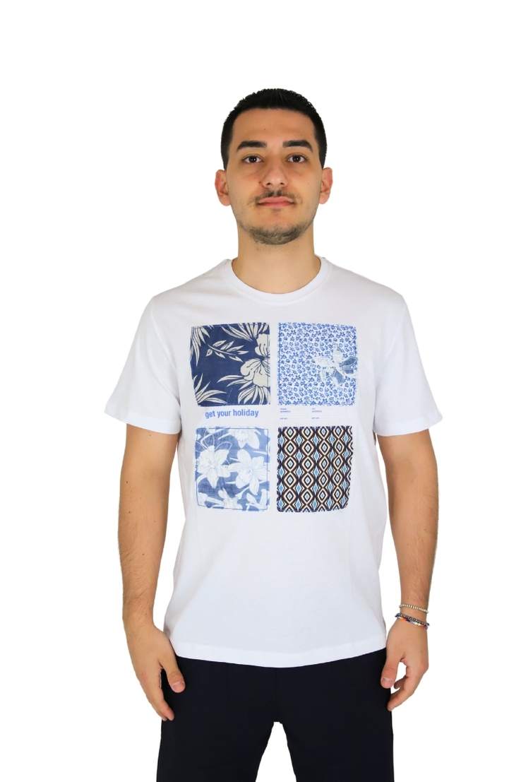 T-SHIRT 25S13TG BIANCO/BLU